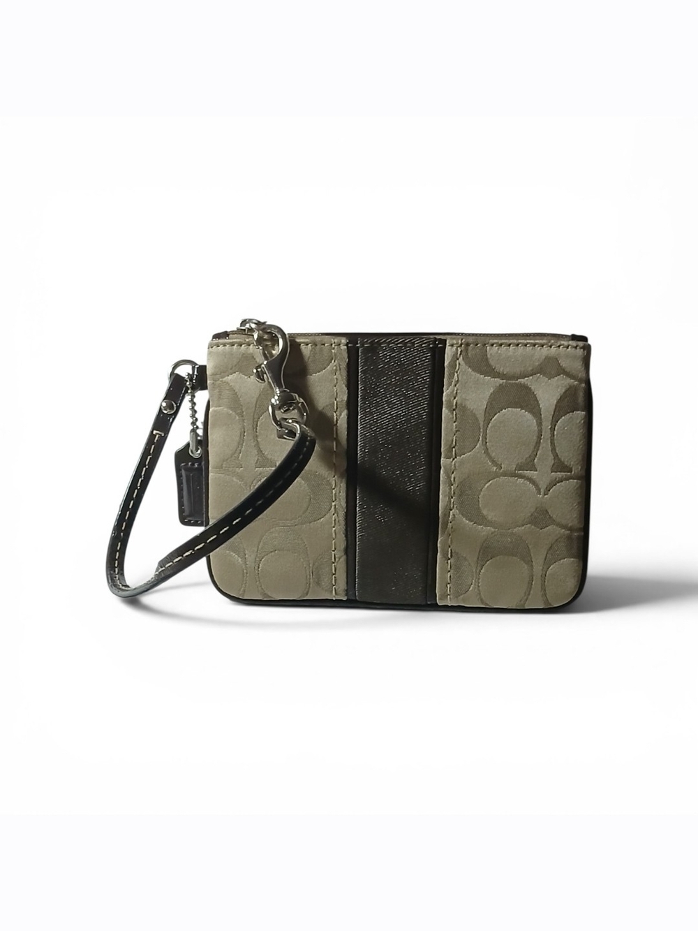 Coach Tan and Brown Signature Wristlet